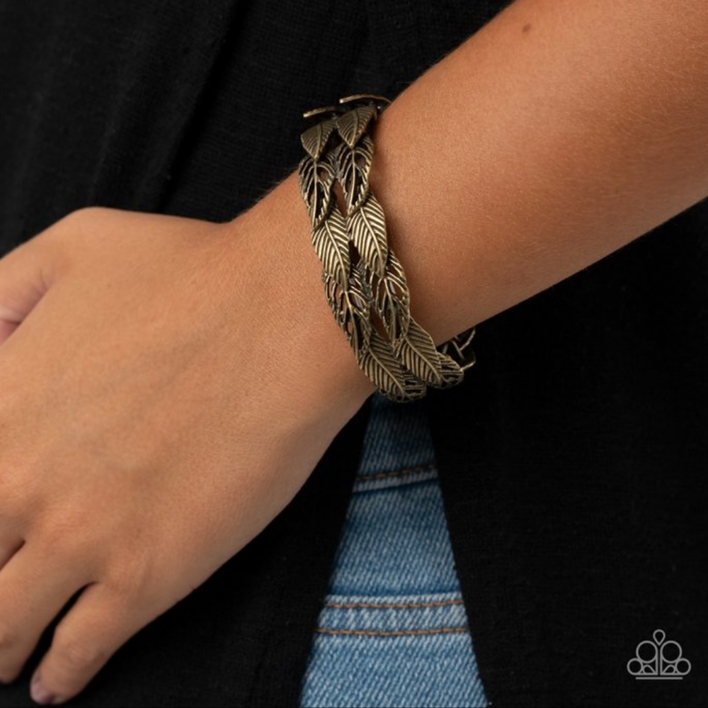 Brass Feather Stretchy Bracelet